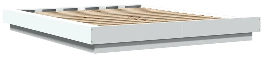 Estrutura cama c/ luzes LED 150x200 cm derivados madeira branco