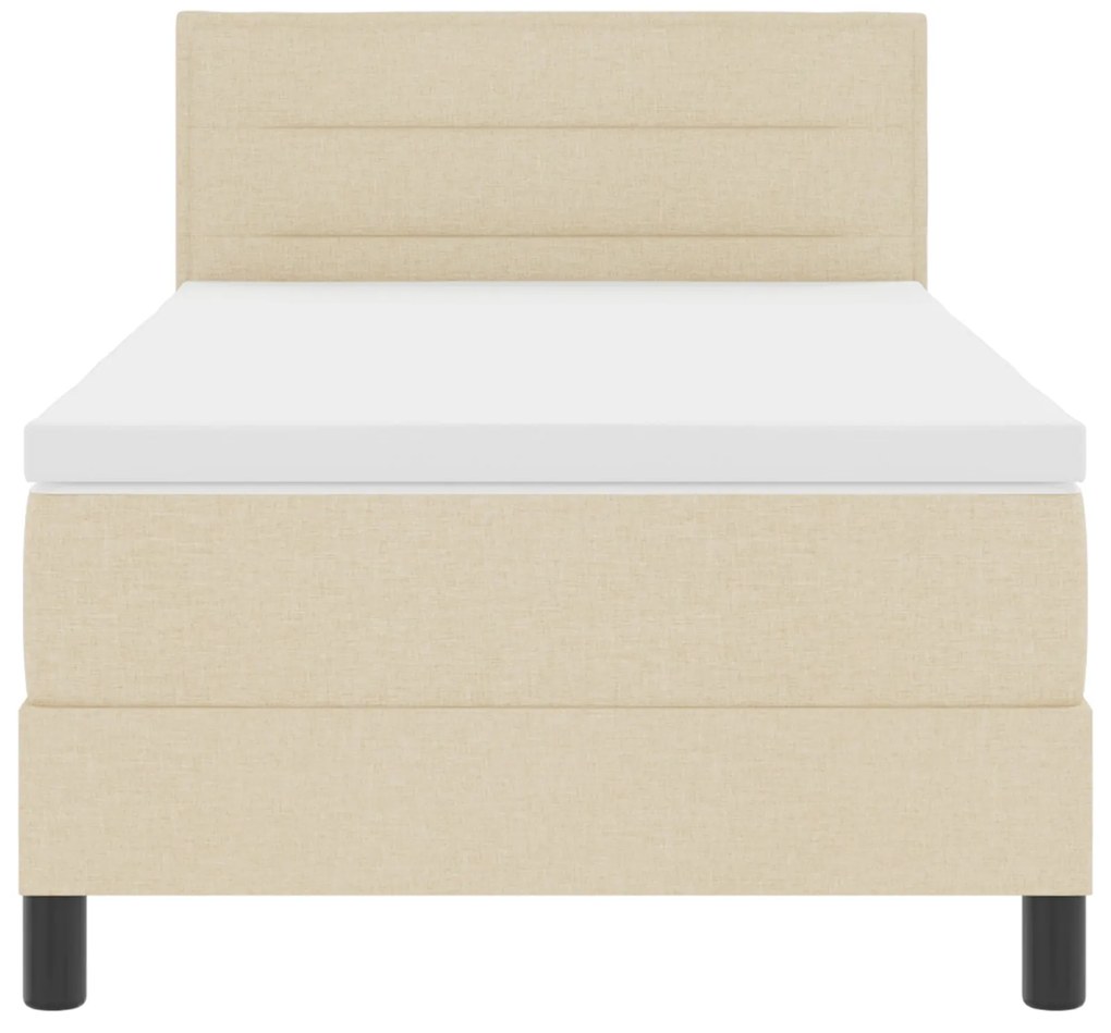 Cama com Molas com Colchão Bege 90x190 cm Tecido