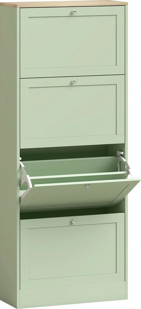 HOMCOM Móvel para sapatos 24 pares, armário para sapatos com 4 gavetas basculantes, prateleiras ajustáveis, 60x23,5x153cm, verde | Aosom Portugal