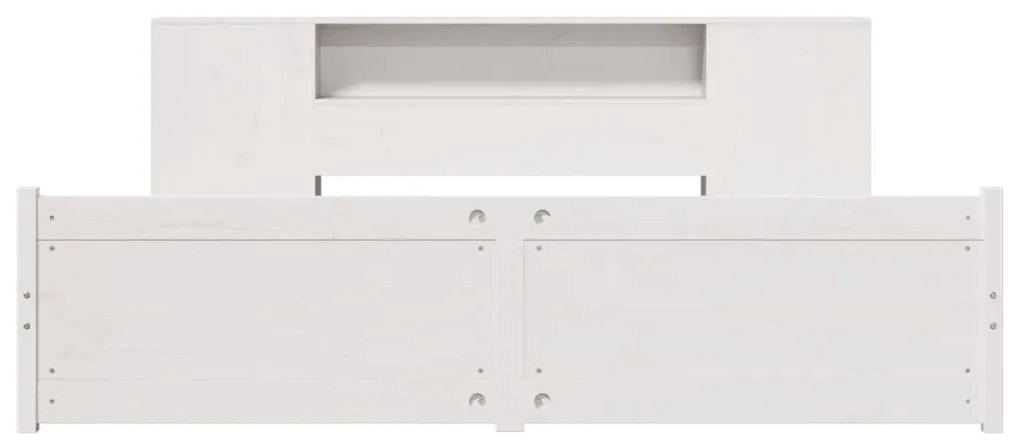 Cama com estante sem colchão 200x200 cm pinho maciço branco