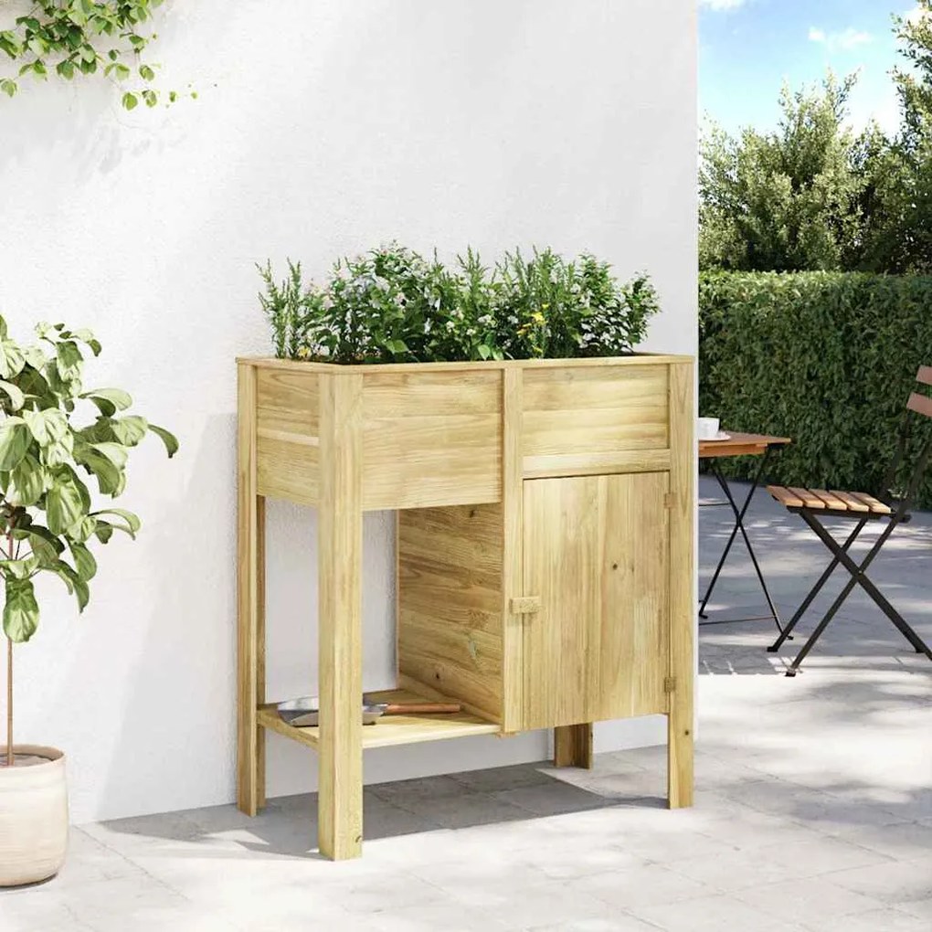 Cama Elevada de Jardim com Armazenamento 85x46x96 cm - Madeira Tratada
