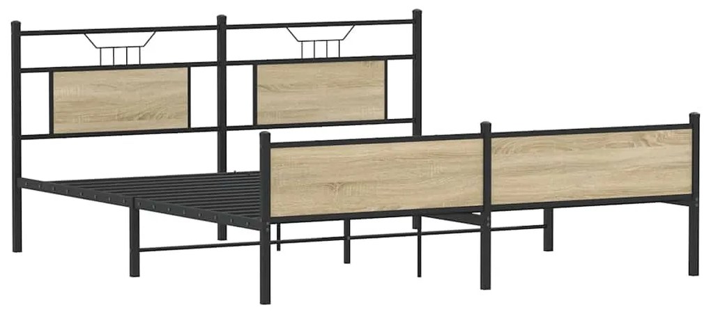 Estrutura de cama sem colchão 160x200cm metal carvalho sonoma