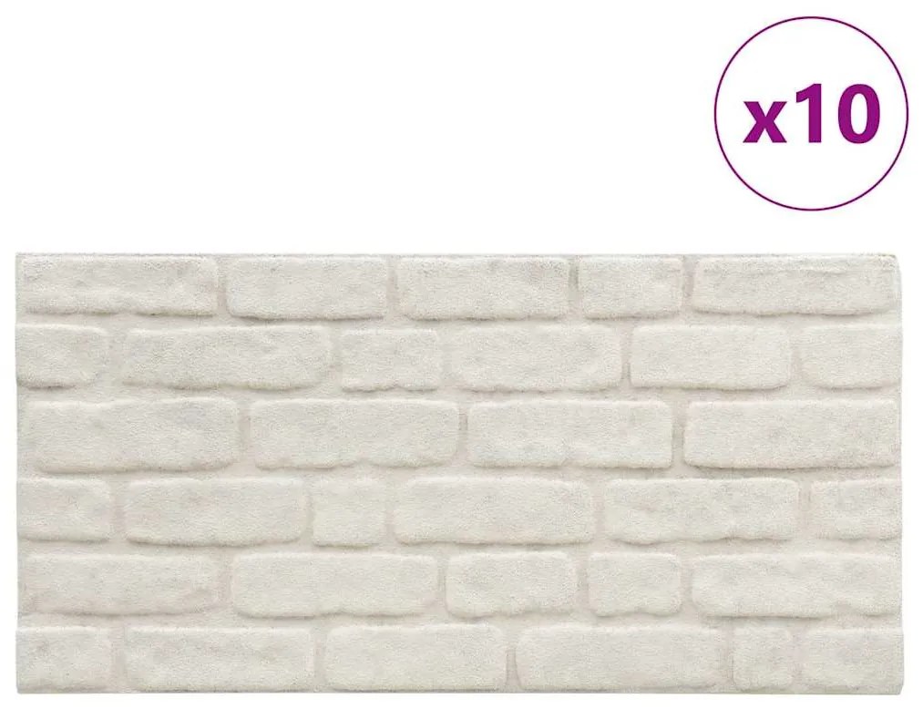 Painéis de parede 3D c/ design tijolos branco 10 pcs EPS