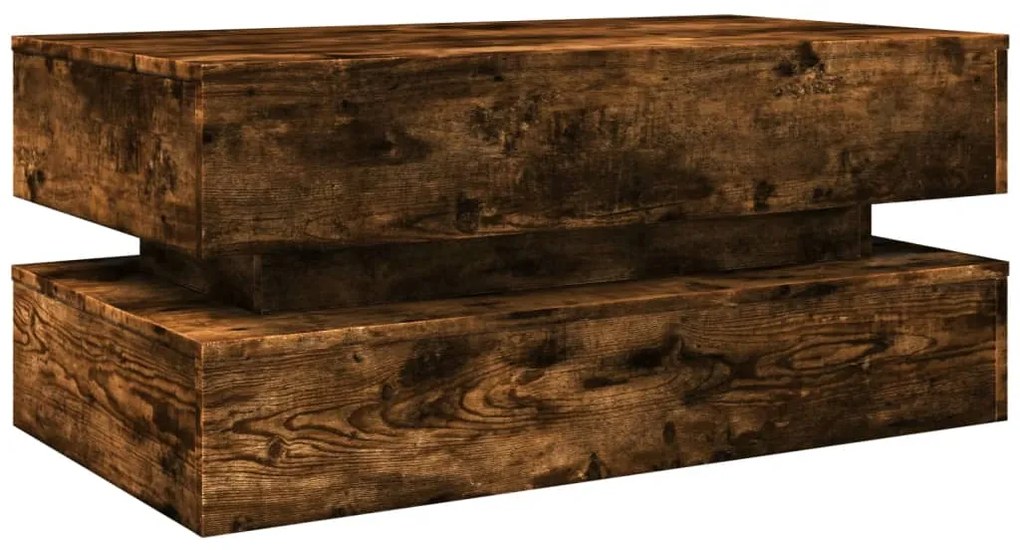 Mesa de centro com luzes LED 90x50x40 cm carvalho fumado