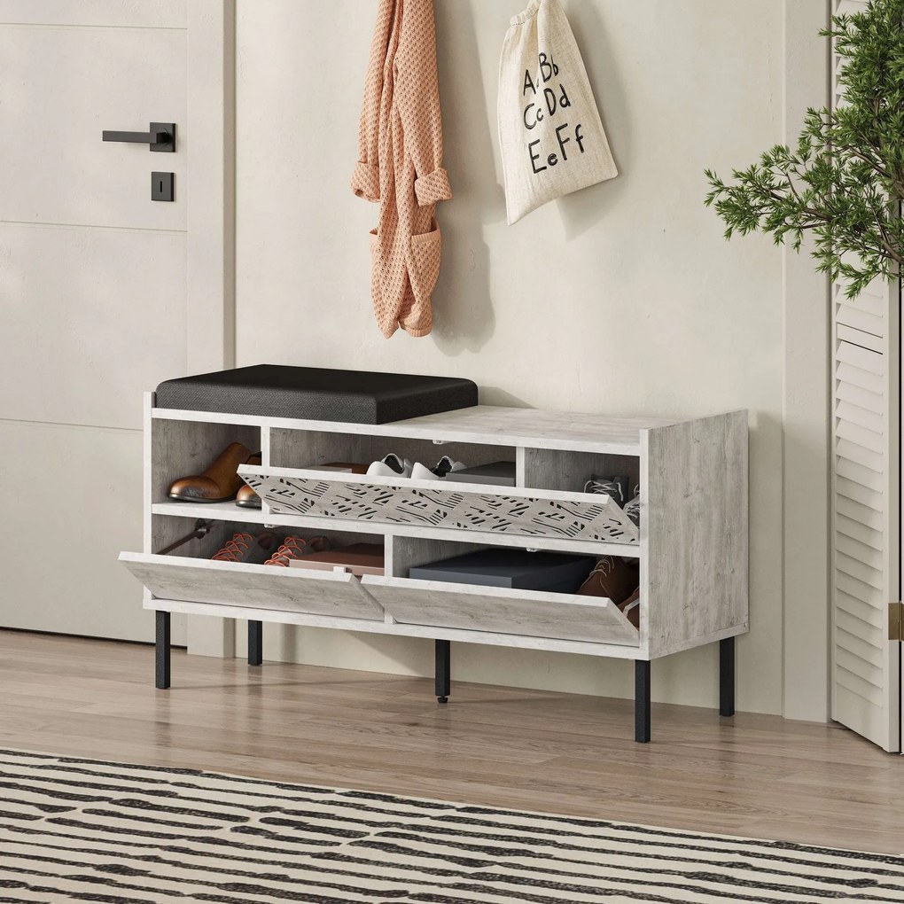 Hall Stand Berlin BC – Nogueira e Branco – 120x200x35 cm