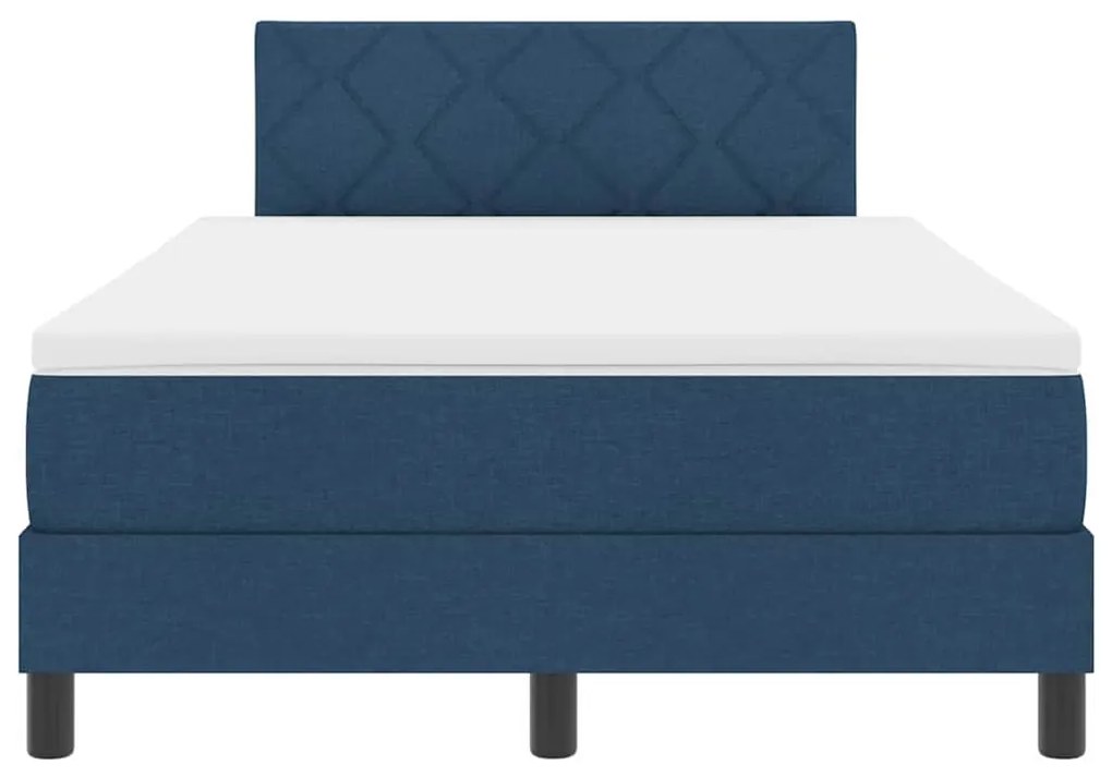 Cama Box Spring com Colchão &amp; Luz LED Azul 120x200 cm Tecido