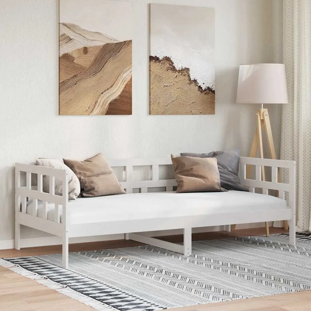 Sofá-cama 80x200 cm madeira de pinho maciça branco