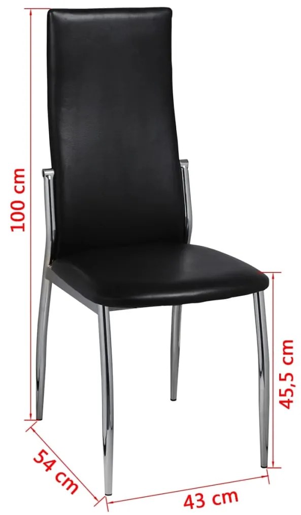 Cadeiras de jantar 4 pcs couro artificial preto