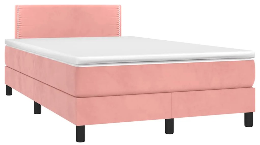 Cama box spring c/ colchão luzes e LED 120x190 cm veludo rosa
