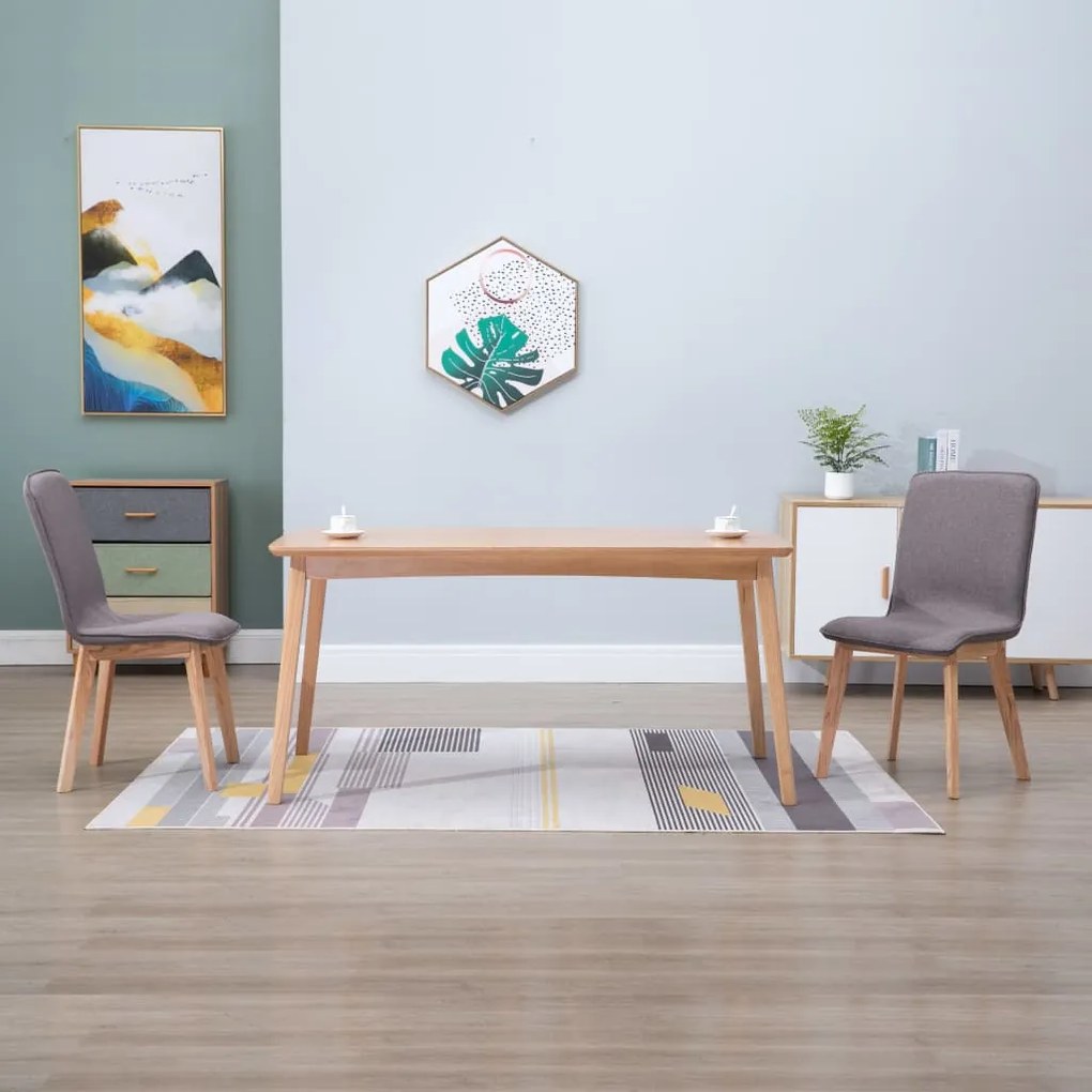 vidaXL Cadeiras jantar 2 pcs tecido cinza-acastanhado/carvalho maciço