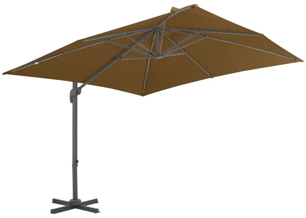 Guarda-sol de jardim com base portátil cinzento-acastanhado