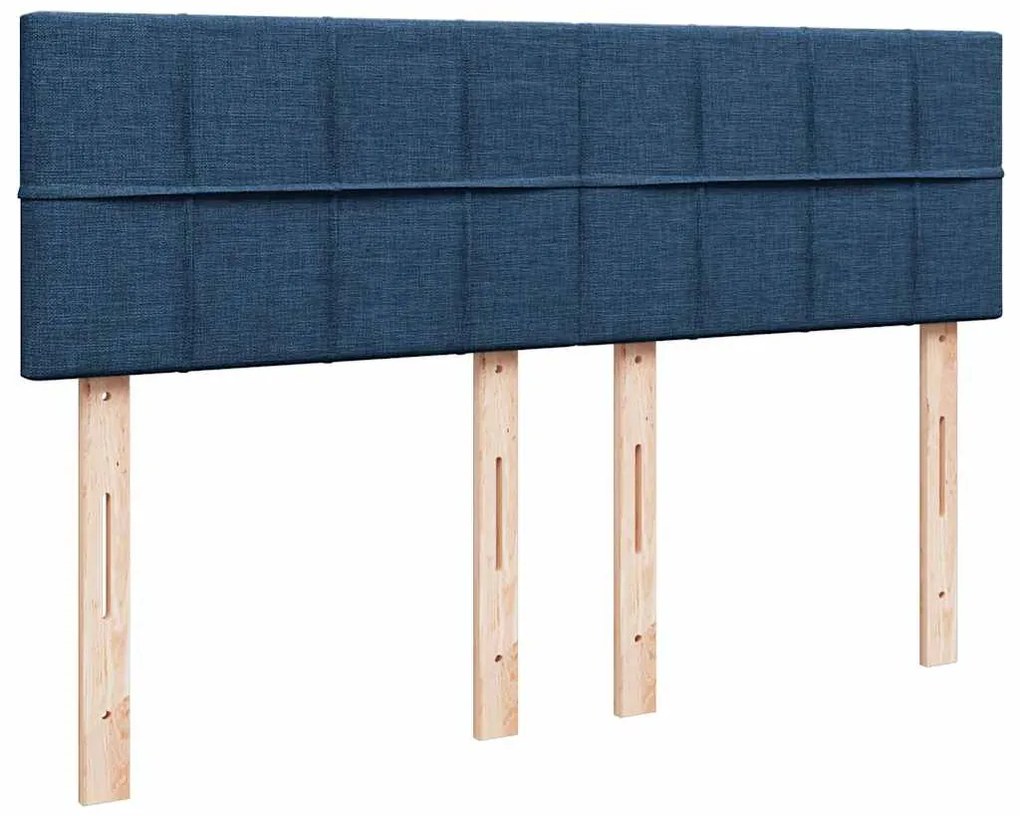 Cama com molas/colchão 160x200 cm tecido azul