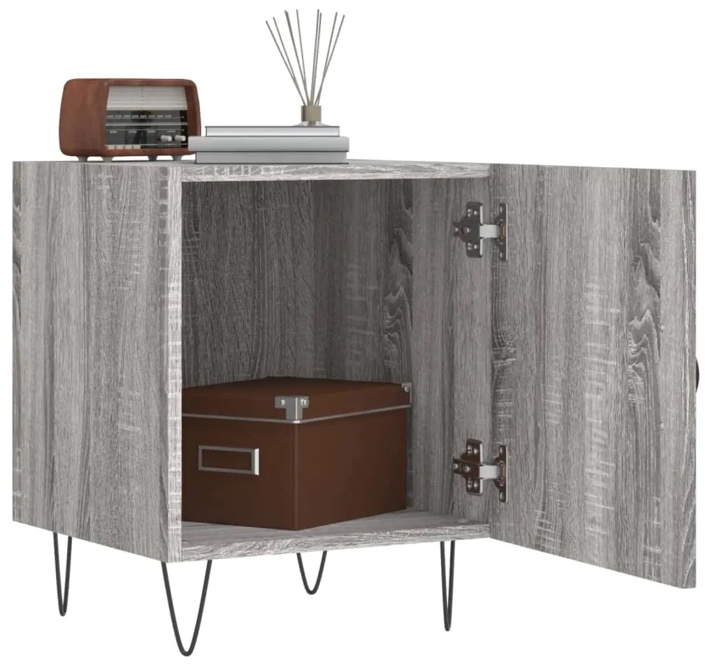 Mesa cabeceira 40x40x50 cm derivados de madeira cinzento sonoma