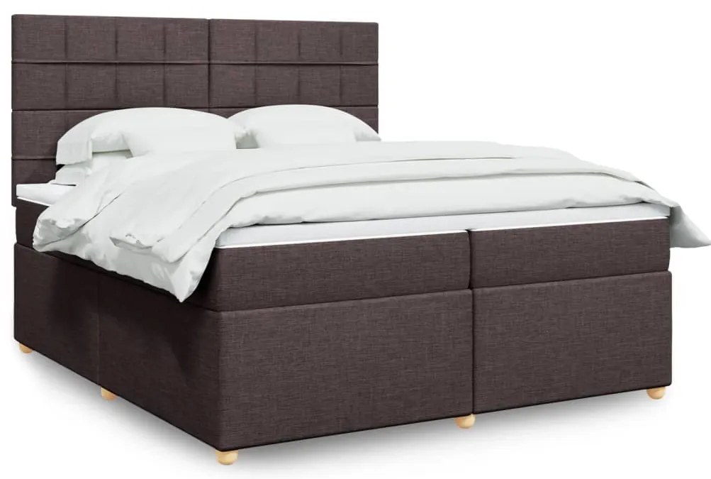 Cama com molas/colchão 200x200 cm tecido castanho-escuro
