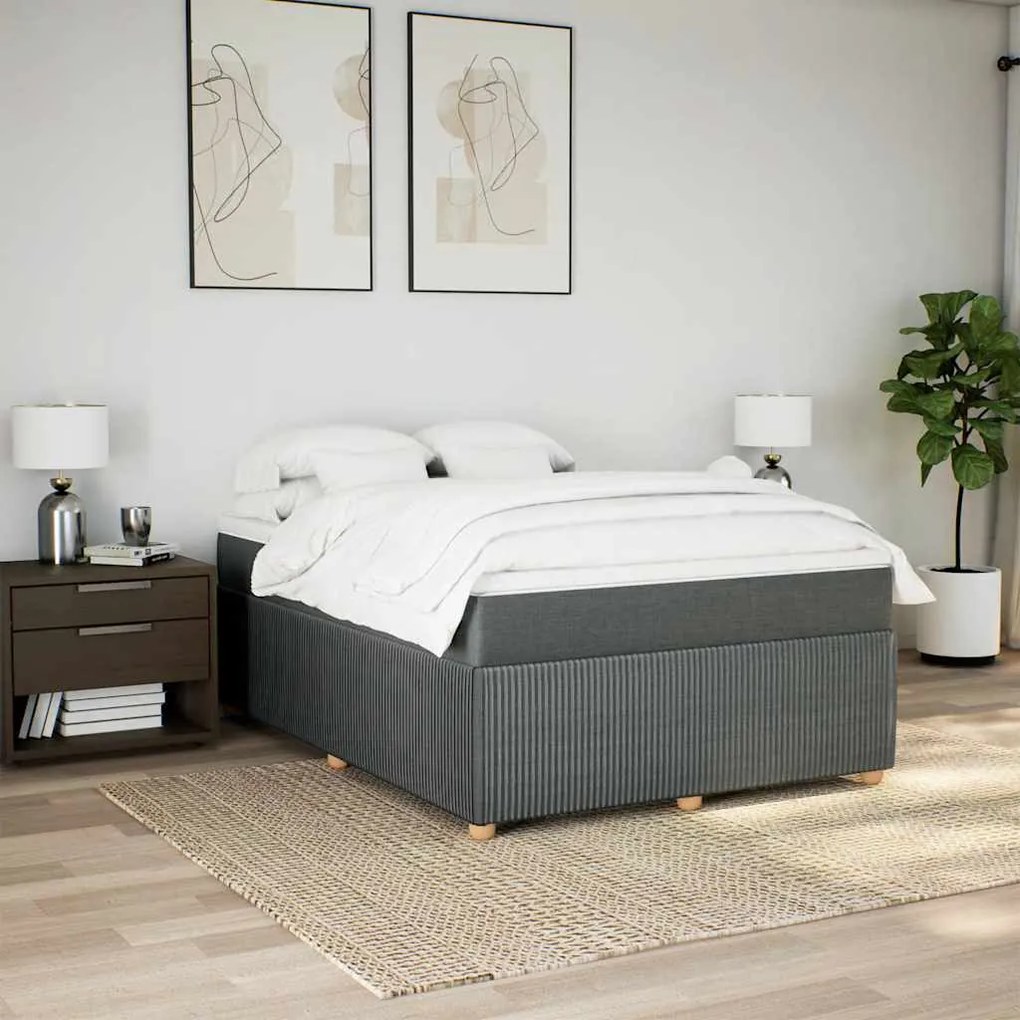 Cama com molas/colchão 140x200 cm tecido cinzento-escuro