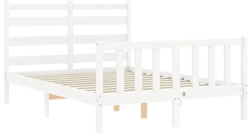 Cama sem colchão 140x200 cm madeira de pinho maciça branco