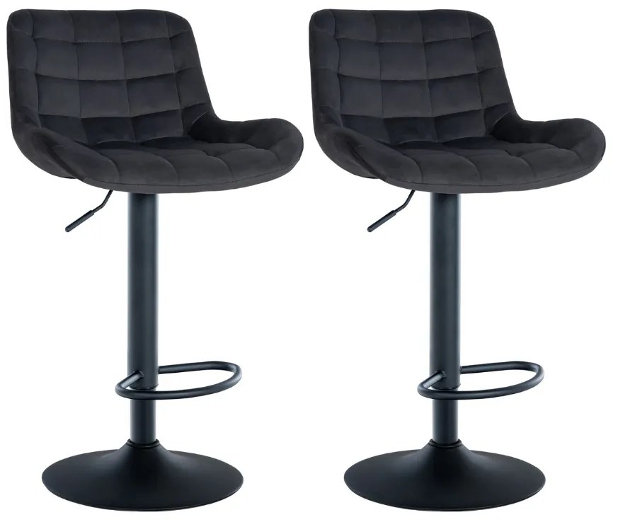 Conjunto de 2 bancos de bar Tover em veludo com estrutura preta 48 x 81-105 x 54 cm Preto