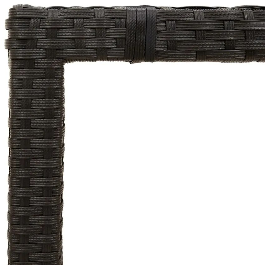 Mesa de jardim com tampo de vidro 90x90x75 cm vime PE preto