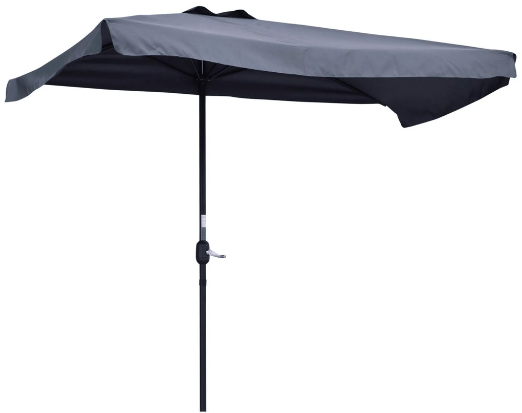Outsunny Chapéu de Sol Retangular 230x130x249 cm Chapéu de Sol de Parede com Manivela Proteção UV para Varanda Jardim Cinzento