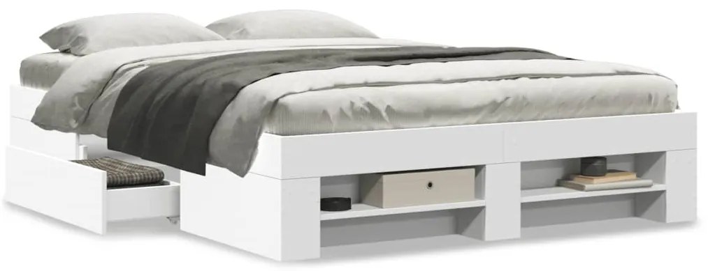 Estrutura de cama 140x200 cm derivados de madeira branco