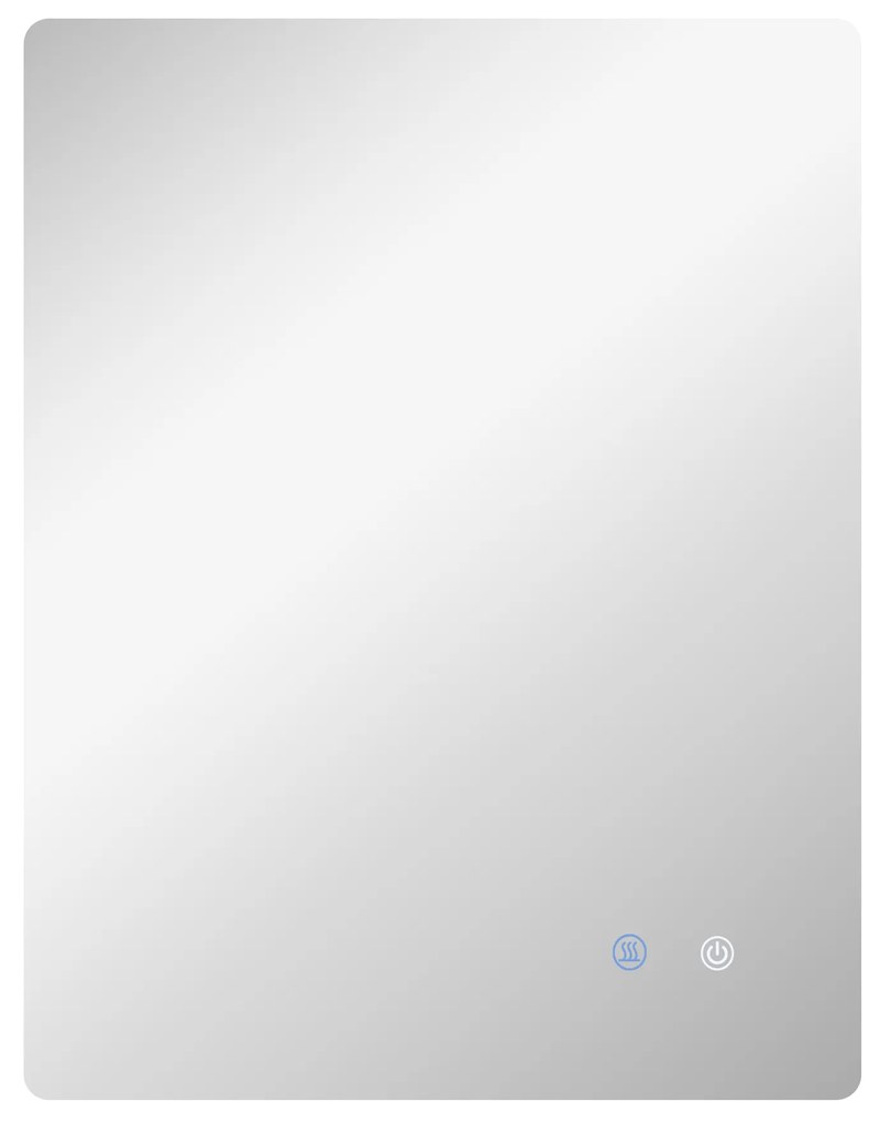 Kleankin Espelho Retangular Iluminado de LED para Banheiro 80x60 cm Branco Transparente | Aosom Portugal