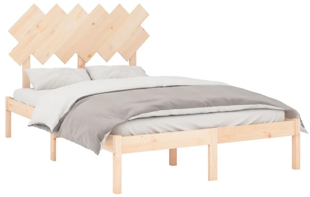 Estrutura de cama dupla pequena 4FT 120x190 cm madeira maciça