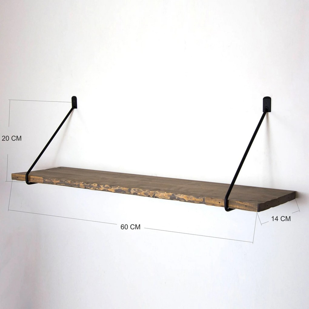 Prateleira Decorativa de Madeira Wr038 – Nogueira e Preto – 60x20x14 c