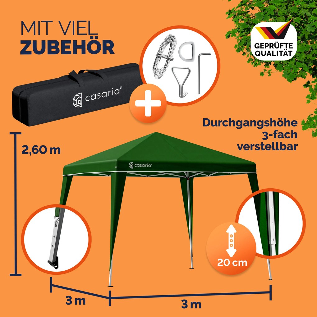 Tenda Popup dobrável Capri festas, feiras, eventos 3x3m com saco de transporte Verde