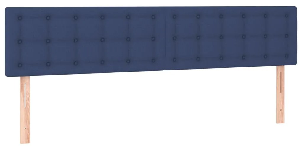 Cabeceira de cama c/ luzes LED tecido 200x5x78/88 cm azul