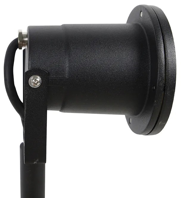 Foco de jardim ajustável preto IP44 com cabo e ficha - Basic