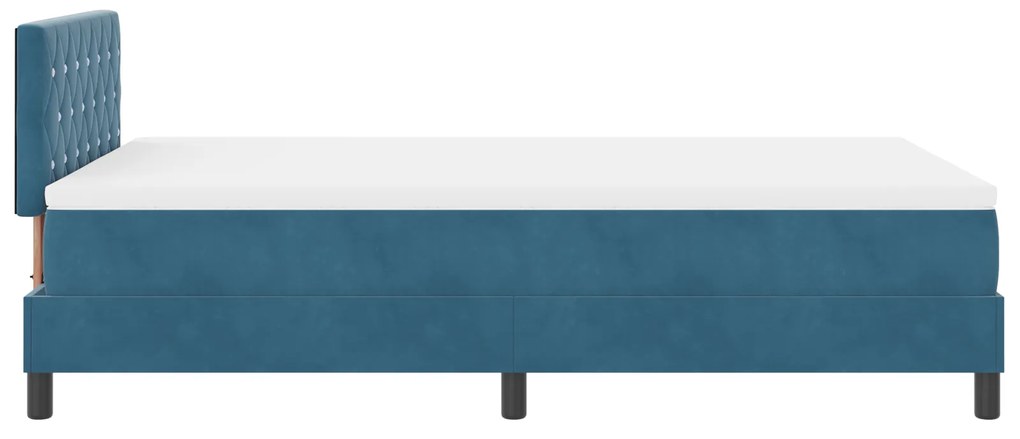 Cama Box Spring vidaXL com Colchão Azul Escuro 120x200 cm Veludo