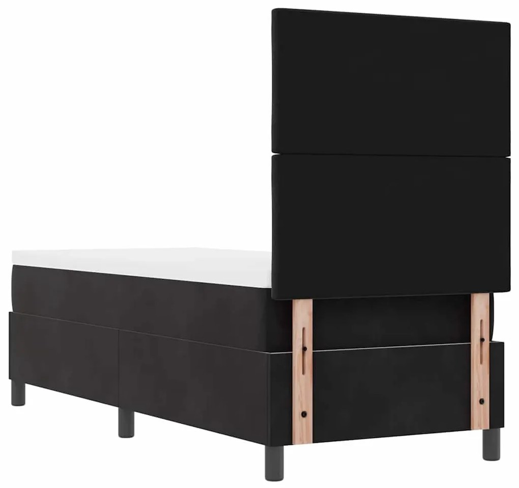 Cama Box Spring vidaXL com Colchão e LED Preto 80x200 cm Veludo