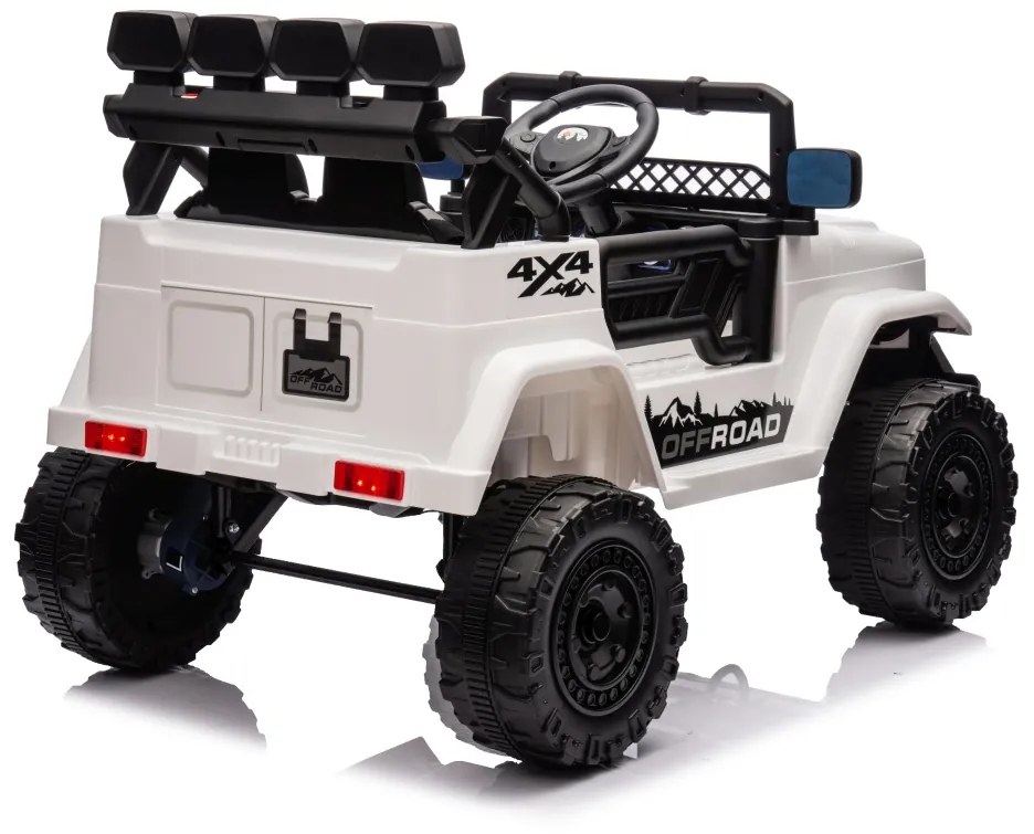 Jipe elétrico para Crianças 12V 4x4 Off-Road CLIMBER Rodas de espuma EVA, Assento Couro ecológico Branco