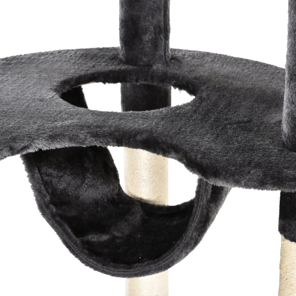 Árvore de gato estável com postes Raspador Pelúcia sisal 65x50x155 cinza escuro