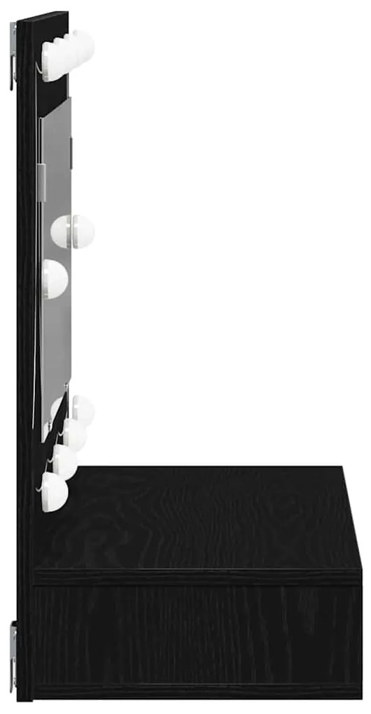 Armário de Espelho LED vidaXL em Carvalho Preto - 90x31,5x62 cm