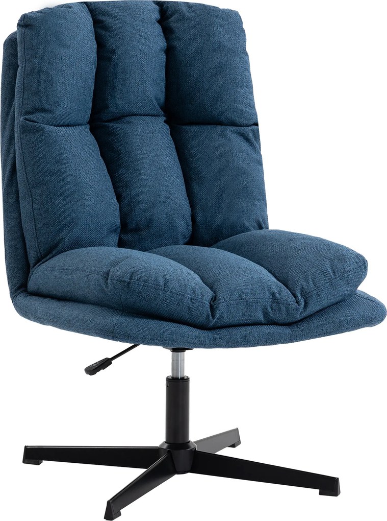 HOMCOM Poltrona de Sala Poltrona Giratória 360°Poltrona Relax com Altura Ajustável Assento Largo 63x75x92-102 cm Azul Escuro | Aosom Portugal