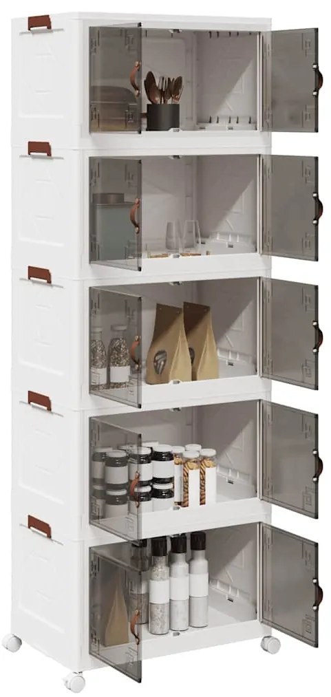 Caixa arrumação empilhável com rodas 5 níveis 75 L 64x40x179 cm