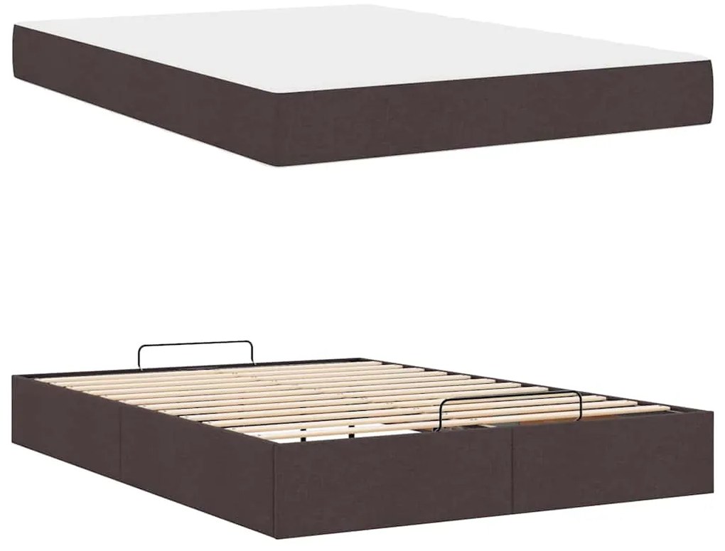 Estrutura da Cama Castanho escuro 140 x 200 cm tecido