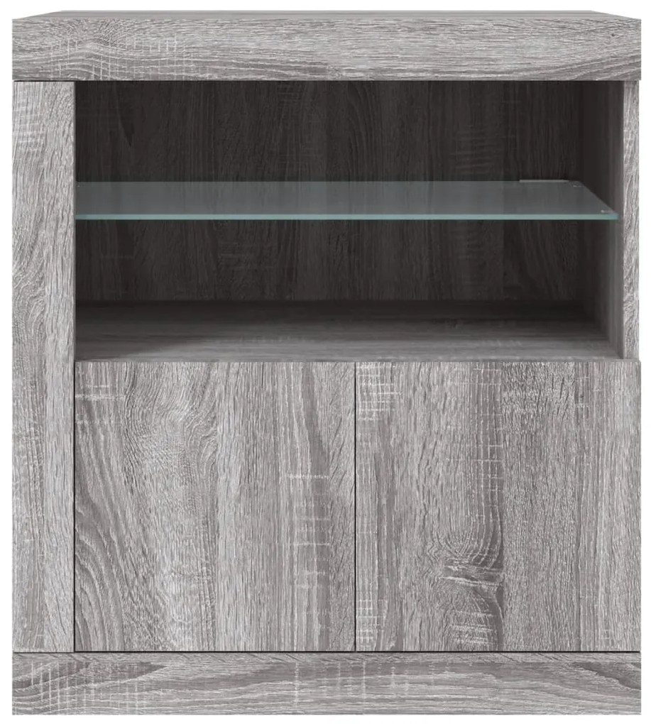 Aparador com luzes LED 60,5x37x67 cm cinzento sonoma
