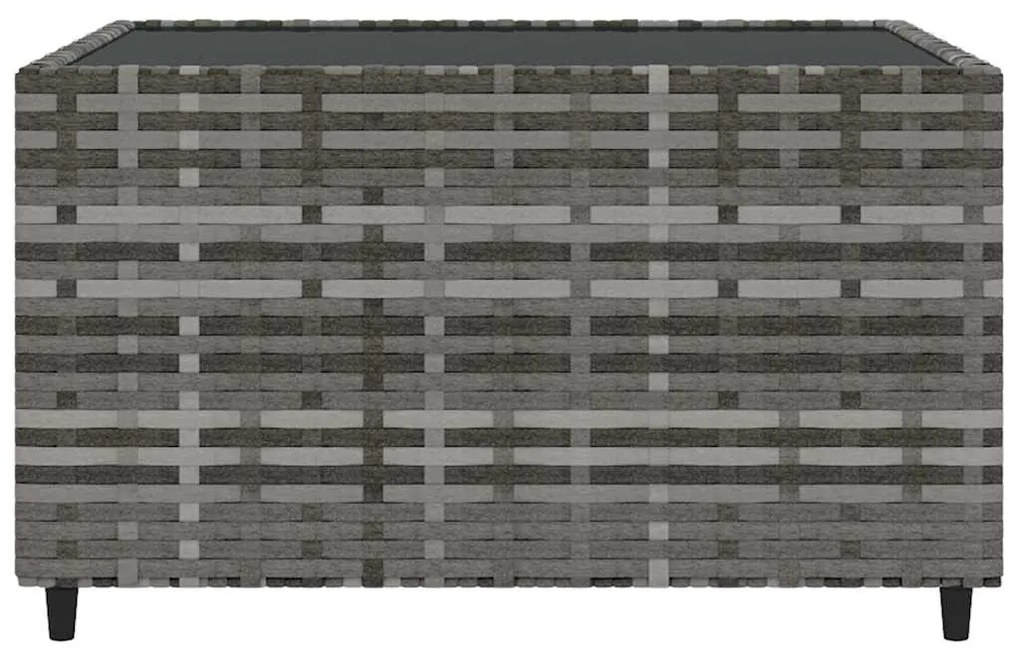 4 pcs conjunto lounge de jardim c/ almofadões vime PE cinzento
