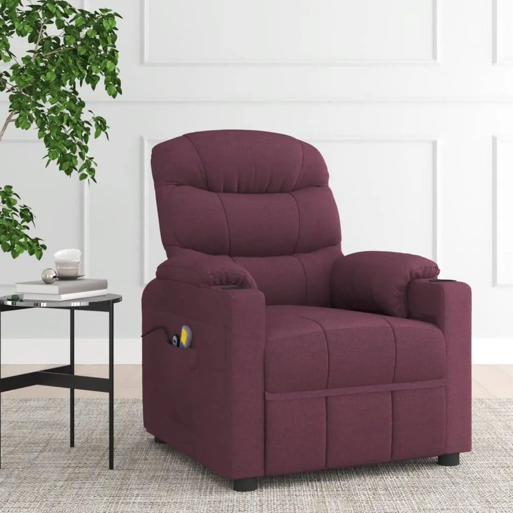 vidaXL Poltrona de massagens elétrica tecido roxo