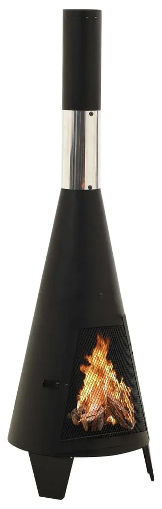 313355 vidaXL Fogão de jardim com atiçador 38x38x122 cm aço