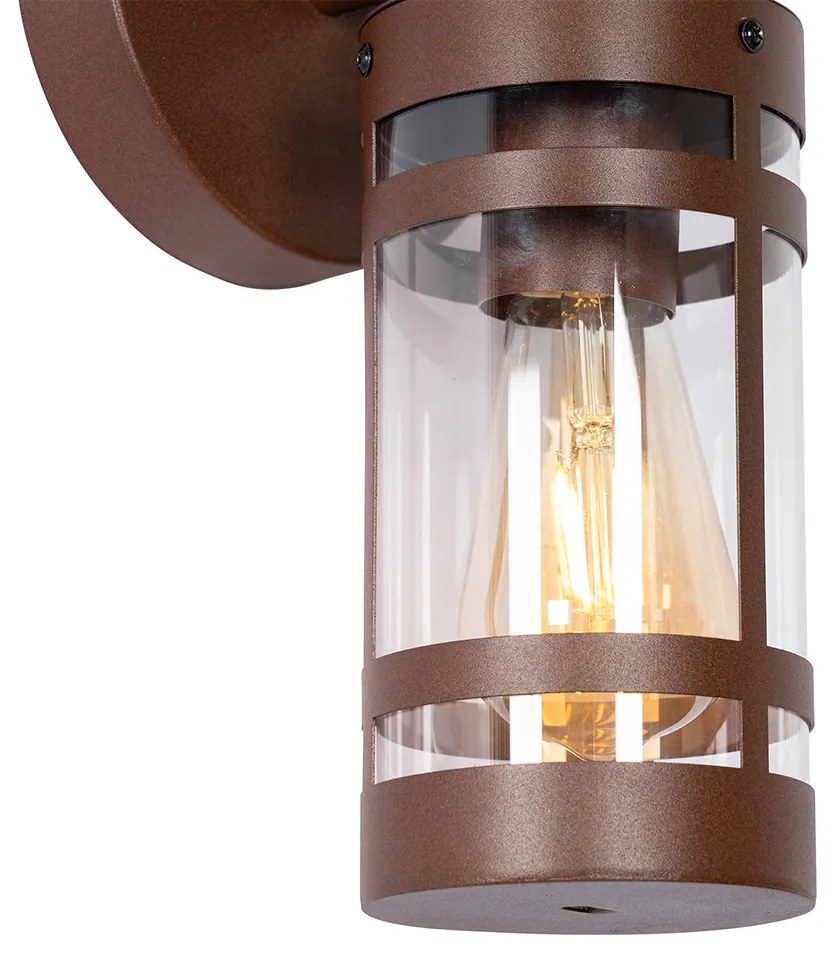 Candeeiro de parede exterior castanho enferrujado IP44 com sensor crepuscular - Ruben