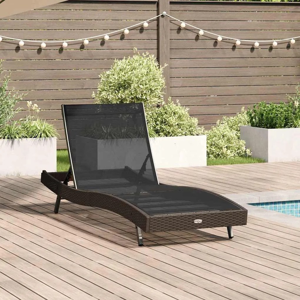 vidaXL Espreguiçadeira Castanho 197 x 70 x 82 cm Rattan Sintético