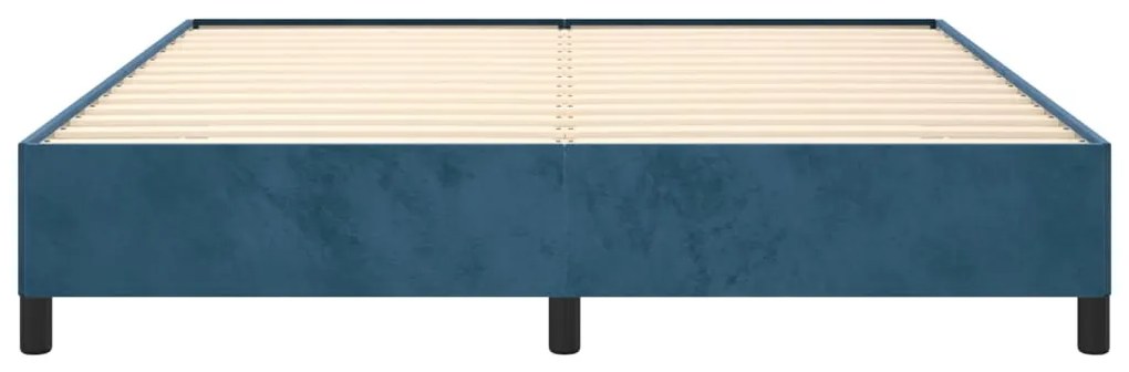 Estrutura de cama 160x200 cm veludo azul-escuro