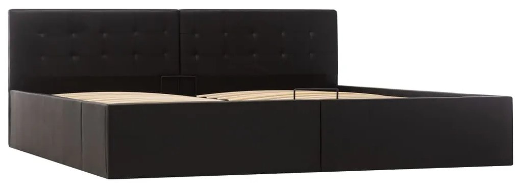 Cama hidráulica c/ arrumação 180x200cm couro artificial preto