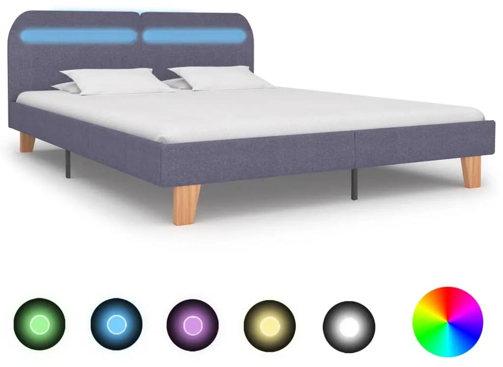 280900 vidaXL Estrutura de cama com LEDs em tecido 180x200 cm cinzento-claro