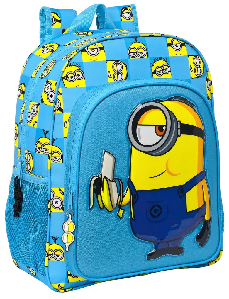 Mochila Escolar Minions Minionstatic Azul (32 X 38 X 12 cm)