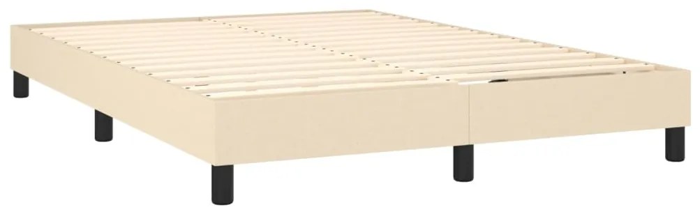 Cama box spring c/ colchão e LED 140x190 cm tecido cor creme