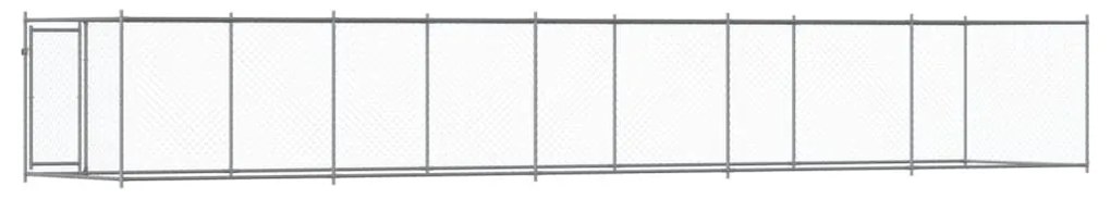 Jaula para cão com porta 10x2x1,5 m aço galvanizado cinzento